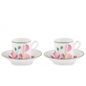 Ginori Florenza Malva Coffee Cups + Saucers  Set 2